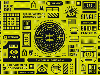 One Dollar Icons Pattern badge branding design icons identity logo mark medallion notebook pattern sketch website