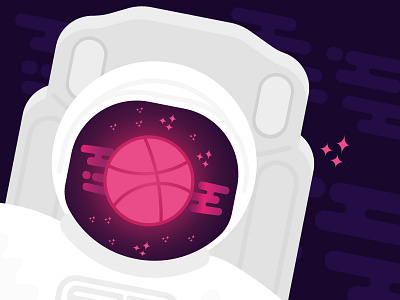 ¡Hola Dribbble! astronaut astronauta cosmonaut dribbble hello nubes space stars