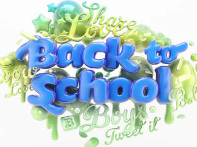 Back 2 School. Boys theme 3d back to school font pavel kulinsky render type typography