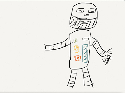 Rough sketch of a bearded robot robot sketch