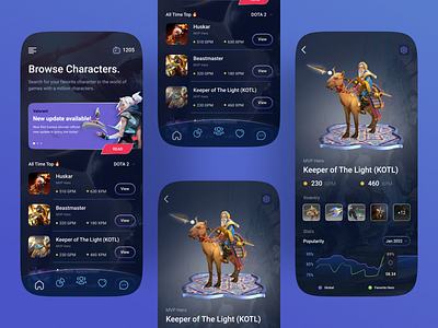 Gaming & Game Streaming App! 2022 3d app appdesign branding clean design designing desing dota game gamedesign gamingapp gamingappui graphic design motion graphics onlinestreamingapp ui uidesign ux