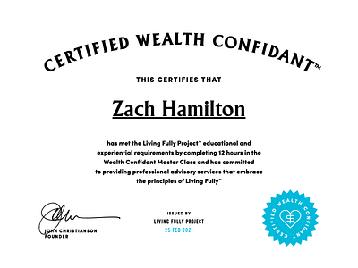 Wealth Confidant Certificate branding certificate graphic design typography