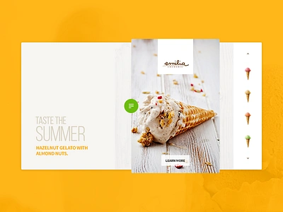 Summer senses gelato hazelnut icecream interface minimal design summer ui ux