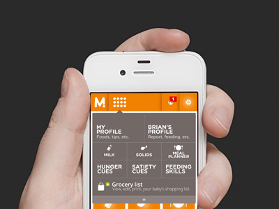 Mobile Baby App - Menu page