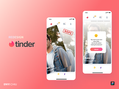 Redeisgn Tinder to build users' trust app design thinking interaction interaction design prototype redesign uidesign usertesting ux wireframe