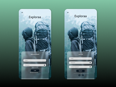 Sign in & Sign up pages for Travel App app design ux