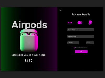 Credit Card Checkout Page animation app design ux