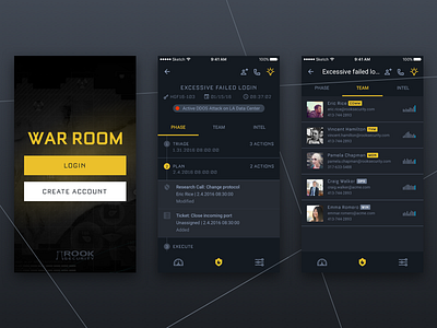 Rook - War Room Mobile App app dark dashboard google indiana indianapolis innovatemap iphone material mobile rook security