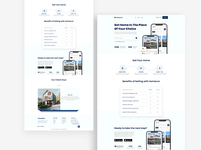 HomeRun Website UI branding clean design minimal real estate simple ui uiux