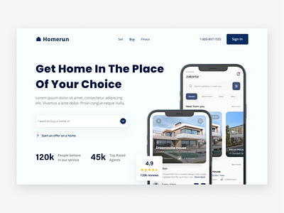 HomeRun Website UI clean home buy home finder home sell minimal simple ui web design