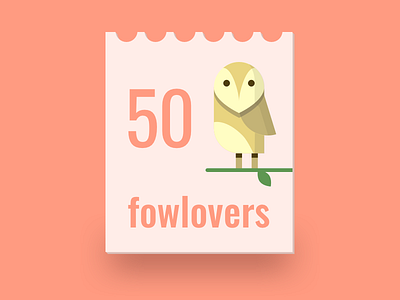 50 followers! Yay! calendar character clean followers illustration interface minimal owl simple ui design ui designer