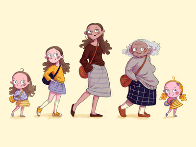 Sketch - female characters of different ages.