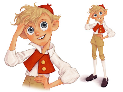 Cartoon character. A boy in the national Swedish dress.