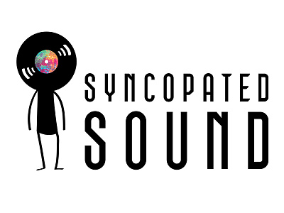 Syncopated Sound design logo music record sound stick figure typography