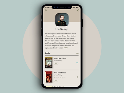 006 Daily UI User Profile author books classics daily ui interface iphone x minimalistic mobile reading app ui user profile ux