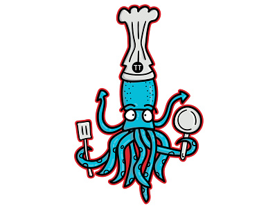 Treasure Truck Squid Chef amazon hand drawn illustration sticker sticker design treasure truck vector