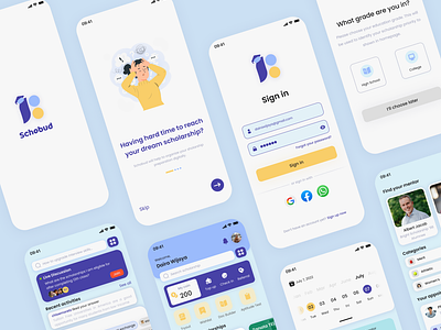 Schobud — Your Scholarship Buddies design education mobile apps educational apps graphic design indonesia ui mobile app mobile design product design scholarship scholarship apps ui ui mobile apps user interface user interface design