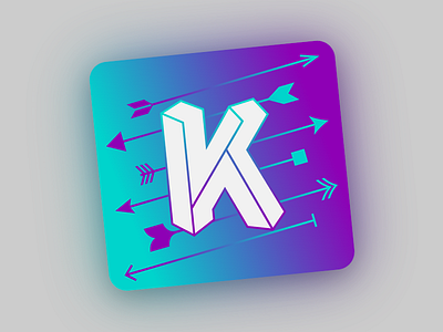 knudge icon app branding icon isometric letter logo simple wireframe