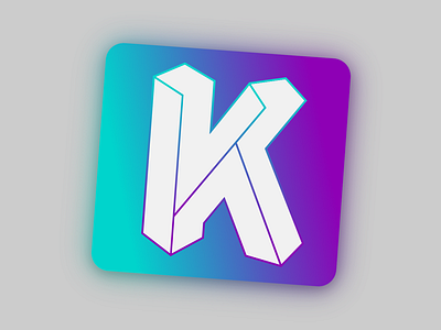 knudge icon simplified app branding icon isometric letter logo simple wireframe
