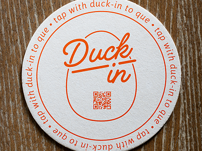 DuckIn QR Code Coaster coaster egg line orange paper print qr queue vector