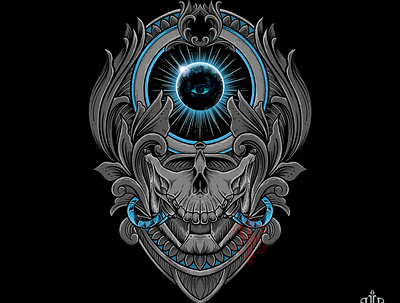 blue skull art art commission design illustration logo vector