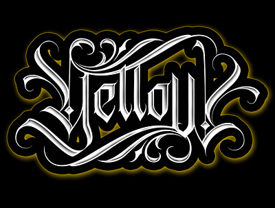 yellow art calligraphy custom lettering design fancy gold inktattoo tattoo typography vector