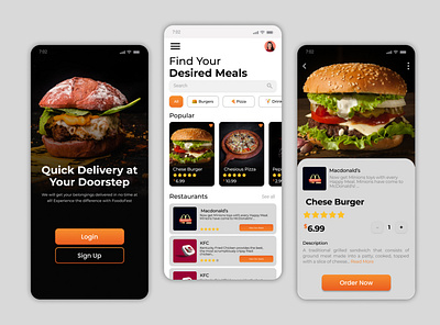 Food Ordering App UI Concept application branding concept design figma food graphic design illustration mobile app mockup screens ui ui design uiux ux