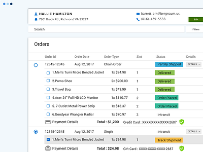 Crm Dashboard 1 app cancel crm dashboard flat ios order history order status reorder shipping details ui ux