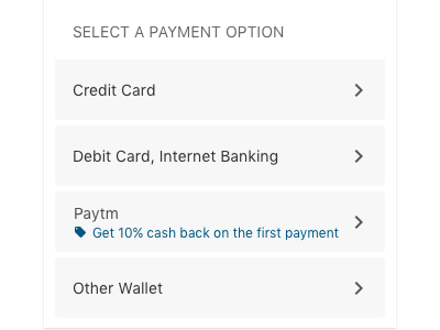 Select Payment Method payment ui ux web design