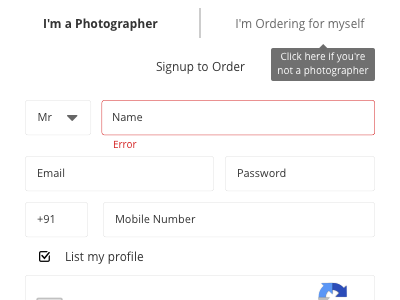 Signin error photographer signin ui ux web design