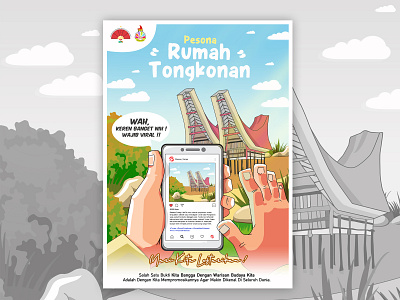 Poster Ilustrasi Rumah Tongkonan