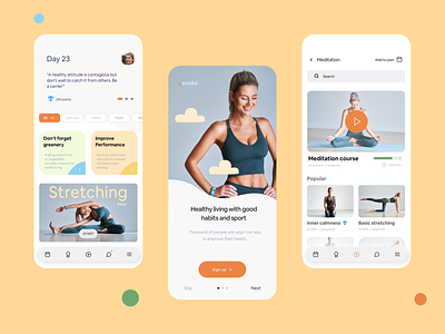 Fitness & Health mobile app app design fitness health meditation mobile mobile app mobile design nutrition sleep sport ui ui design uxui wellness