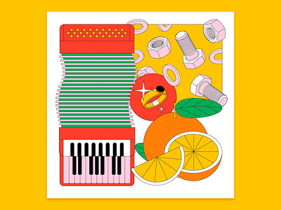 Abuelo 2d accordion character composition design grandpa illustration illustrator orange procreate ring screws vector