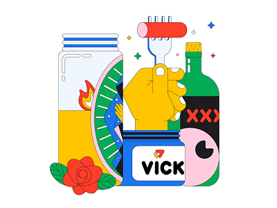 Días de Salchicha 🌭 2d bottle candle cartoon composition design eye flower hand illustration latino vector