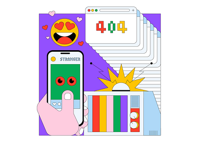 Back to "Real" Life. 2d browser cartoon character composition emoji illustration phone tabs tv vector
