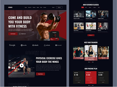 Fitness Landing Page bodybuilding dribbble best shot exercise fitness fitness studio fitness website gym health healthy homepage landing page lifestyle muscle building popular sport training ui design web design website workout