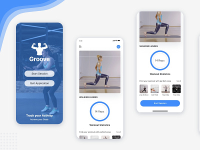 Groove Fitness App activity tracker app design design fitness app gym app minimal modern design ui uidesign ux