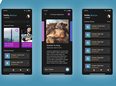 Movie App Dessign android app design buy tickets ios app design movie app movie ticket ticket app uidesign uiux ux