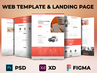 Courier landing page branding design e learning illustration modern design online shop typography ui uidesign ux