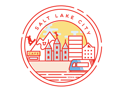 Illustration - Salt Lake City Final design illustration line drawing salt lake city trax utah