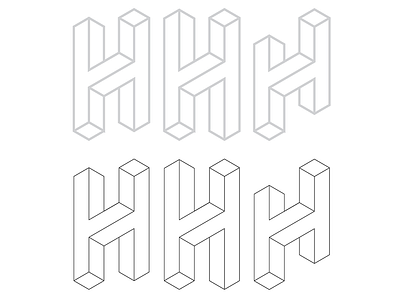 Isometric HH Experiments h isometric letters logo personal branding