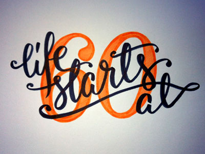 Life Starts drawn hand lettering