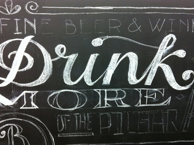 Blanche Chalkboard Mural chalk hand drawn lettering