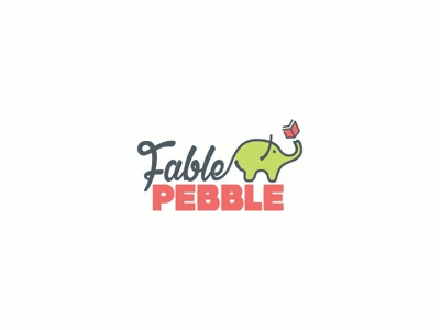 Logo design Fablepebble animation book doodles elephant green illustration kids logo logo concept mindmapping project animation red sketch