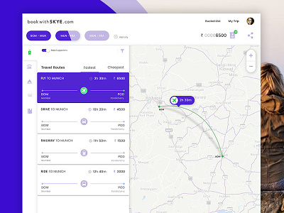 on go Travel guide card ui journey map purple route travel
