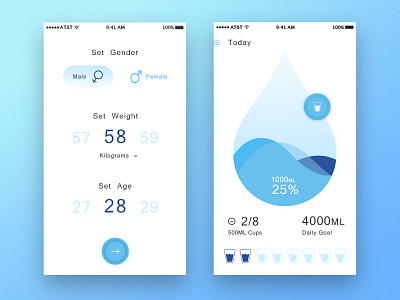 water tracking light theme blue dashboard data drop fitness health ios lighttheme settingscreen tracking water