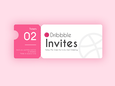 Dribbble Invite dribbble ball pink ticket typography ui ui 100day