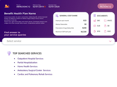 Health Plan - detail page dashboard data design health search box webapplication