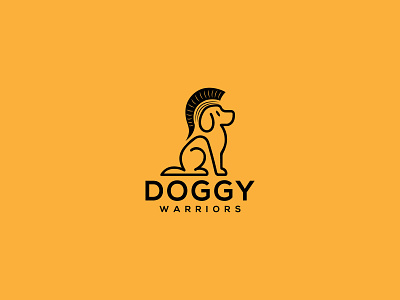 Doggy Warriors clean concept flat logo minimal typography vector