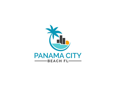 Panama City Beach branding clean concept design flat logo minimal typography vector